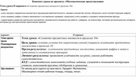 Обложка для материала Конспект урока по предмету "Математические представления"