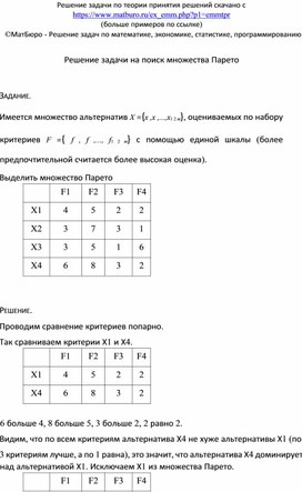 Обложка для материала Решение задачи на поиск множества Парето