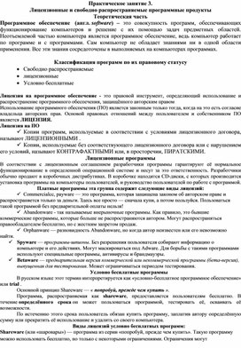 Обложка для материала Практическое занятие 3. Лицензионные и свободно распространяемые программные продукты