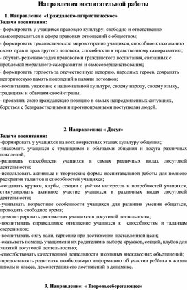 Направления воспитательной работы.