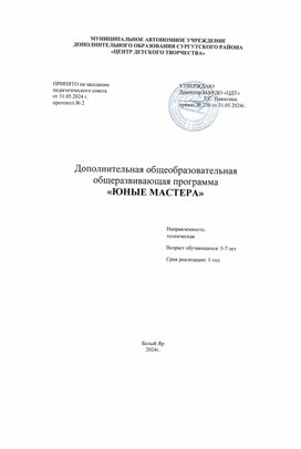 Обложка для материала Дополнительная общеобразовательная общеразвивающая программа «Мастерская чудес»