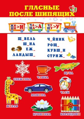 Обложка для материала гласные после шипящих