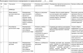 Календарно-тематическое планирование по географии и природоведению 5-6 классы  (8 вид)