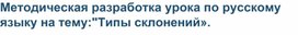 Методическая разработка урока по русскому языку на тему:"Типы склонений».