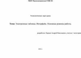 Инф 9 кл технол карта электронные таблицы