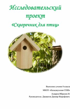 Исследовательский проект «Скворечник для птиц»