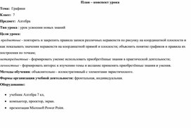 Технологическая карта к уроку алгебры в 7 классе на тему Графики