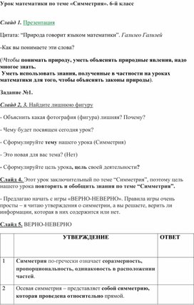 Обложка для материала конспект урока по математике 6 класс  по теме «Симметрия»