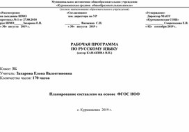 Рабочая программа по русскому языку 3 класс "Школа России"