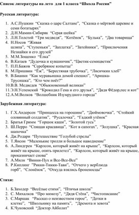 Обложка для материала 1 класс список книг