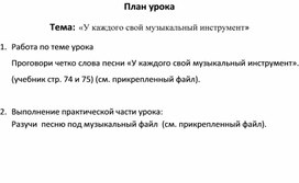 Тема:  «У каждого свой музыкальный инструмент»