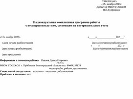 Программа реабилитации несовершеннолетнего состоящего на внутришкольном учете