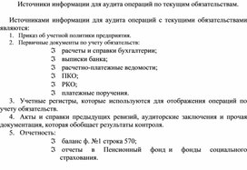 Обложка для материала Источники информации для аудита операций по текущим обязательствам.