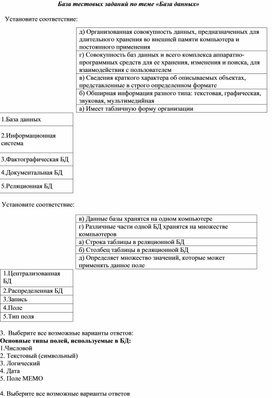 Обложка для материала Тесты по БД