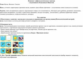 Конспект дефектологического занятия  с надомником  Тема: Весна. Весною. О весне.