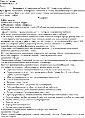 Обложка для материала Электронные таблицы