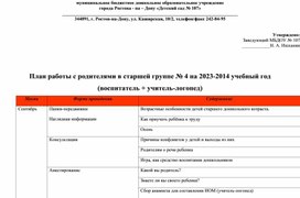 План работы воспитателя и логопеда с родителями старшей группы ДОУ