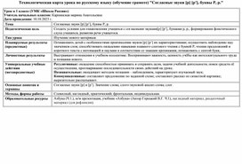 Технологическая карта урока по русскому языку (обучение грамоте) "Согласные звуки [р] [р’], буквы Р, р."