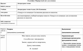 Маршрутный лист ученика  по предмету  литературное чтение 4 класс Л.Ф. Климанова