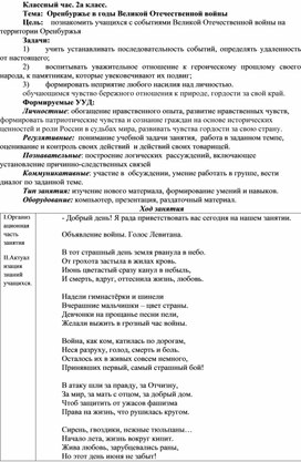 Обложка для материала Конспект классного часа "Оренбуржье в годы Великой Отечественной войны"