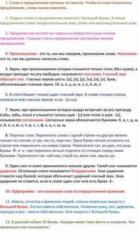 Готовые правила по русскому языку.