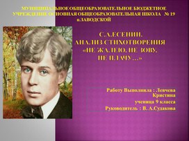 Обложка для материала Анализ стихотворения Есенина "Не жалею, не зову, не плачу"