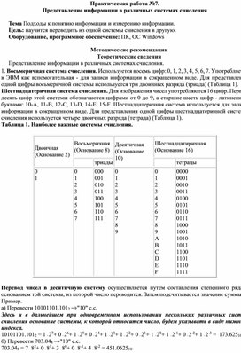 Обложка для материала Представление информации в различных системах счисления
