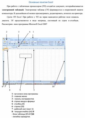 Обложка для материала Основные понятия Excel
