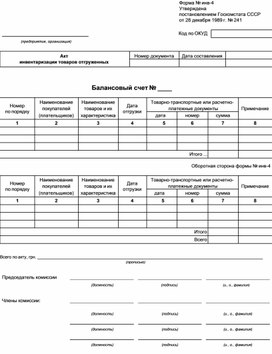 Обложка для материала Акт инвентаризации товаров отгруженных