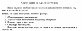 Обложка для материала Анализ затрат на сырье и материалы