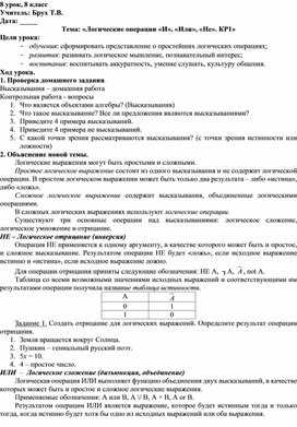 Обложка для материала Логические операции «И», «Или», «Не»