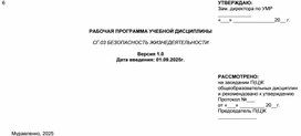 Обложка для материала РАБОЧАЯ ПРОГРАММА УЧЕБНОЙ ДИСЦИПЛИНЫ  СГ.03 БЕЗОПАСНОСТЬ ЖИЗНЕДЕЯТЕЛЬНОСТИ