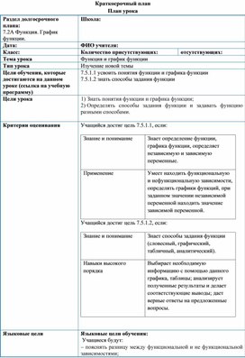 Обложка для материала Функция График функции Функция и график функции Разработка урока №1