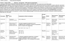 Разработка урока алгебры в 8 классе по теме" решение неполных квадратных уравнений"