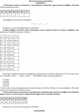 Обложка для материала Входная контрольная работа