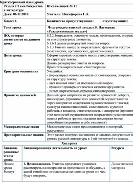 Разработка урока "Тема Рождества в литературе"