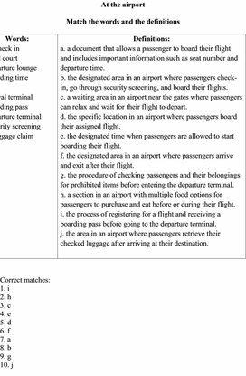 Лексическое упражнение на тему "At the airport" уровень С1-С2