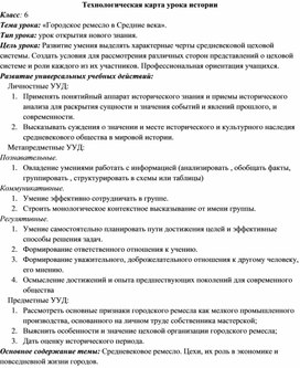Обложка для материала Методическая разработка урока всеобщей истории для 6 класса на тему "Городское ремесло в Средние века"