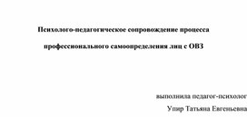 Психолого-педагогическое сопровождение профессионального самоопределения лиц с ОВЗ