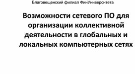 Презентация по информатике "Возможности сетевого ПО для организации коллективной деятельности в глобальных и локальных компьютерных сетях"