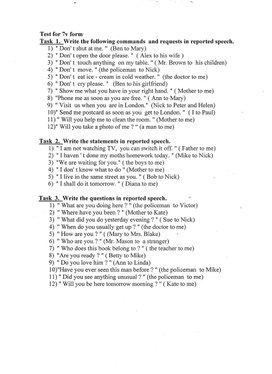 Рабочий лист по теме "Косвенная речь" (7-9 класс, английский язык)