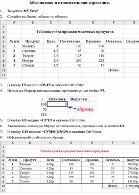 Абсолютная и относительная адресация. Понятие диапазона. П.Р.