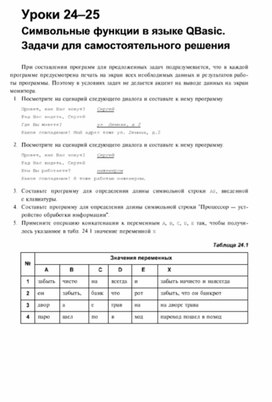 Обложка для материала опорный конспект урока по информатике для 7 кл символьные фнукции в языке QBasic