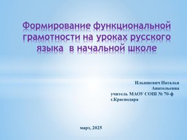 Обложка для материала Приёмы формирования функциональной грамотности на уроках русского языка в начальной школе