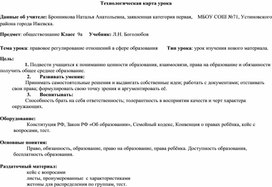 Технологическая карта урока по обществознанию на тему: "Образование в Российской Федерации"