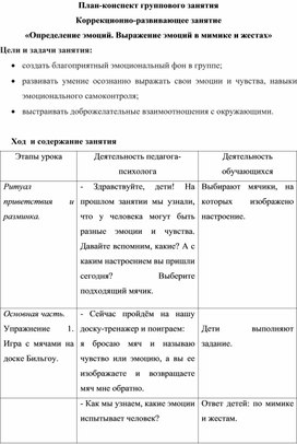 Обложка для материала План-конспект занятия