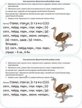 Памятка фонетический разбо слова