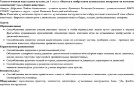 Технологическая карта урока музыки "Высота и тембр звуков"