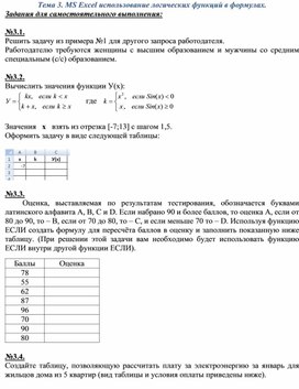 Обложка для материала СРС по теме  MS Excel использование логических функций в формулах