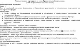 Технологическая карта урока математики  в 3 классе по теме "Прямоугольный треугольник"